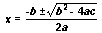 Quadratic equation solution formula