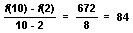 Average rate of change of f between 2 and 10