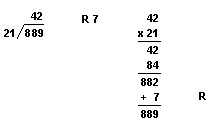 Check division with multiplication using remainder