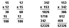 Checking multiplication (four problems)