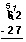 Vertical subtraction problem, borrowing, 62 - 27