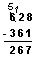 3-digit problem, borrowing, 628-361=237