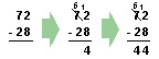 Take away-borrow method of subtraction