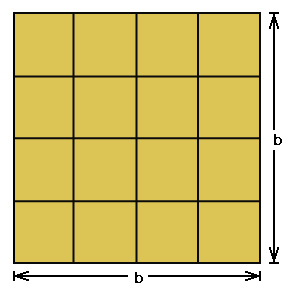 A 4-inch square can be cut into 16 equal parts