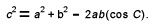 Law of cosines: triangle ABC, sides a, b, and c