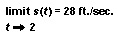 limit s(t)=28 ft./sec.