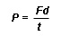 Power formula: P = Fd/t