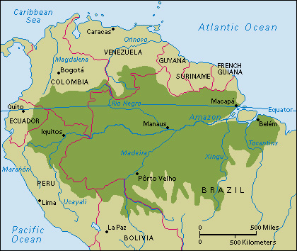 Location of the Amazon rain forest