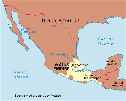 Aztec Empire within boundary of present-day Mexico