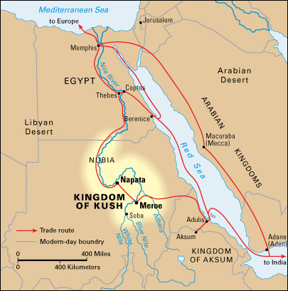 Kingdom of Kush about 500 B.C.