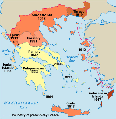 Expansion of Greece: 1832 to 1947