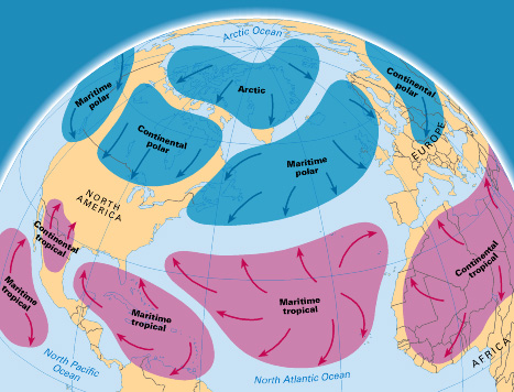 How air masses affect the weather