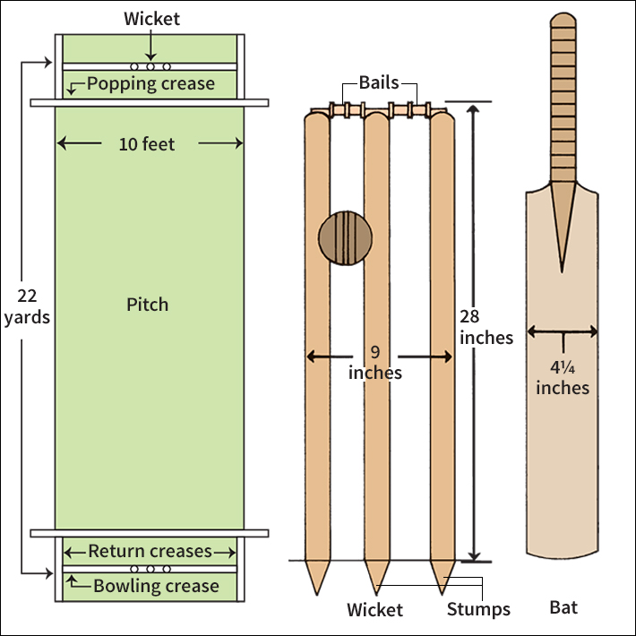 Cricket field and equipment