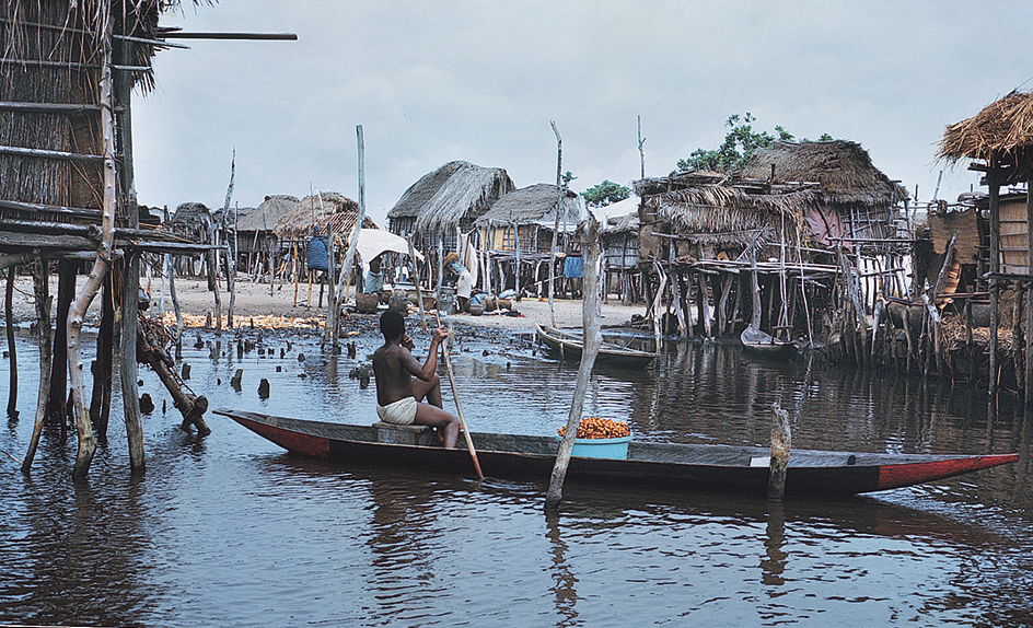 Bamboo huts in Benin