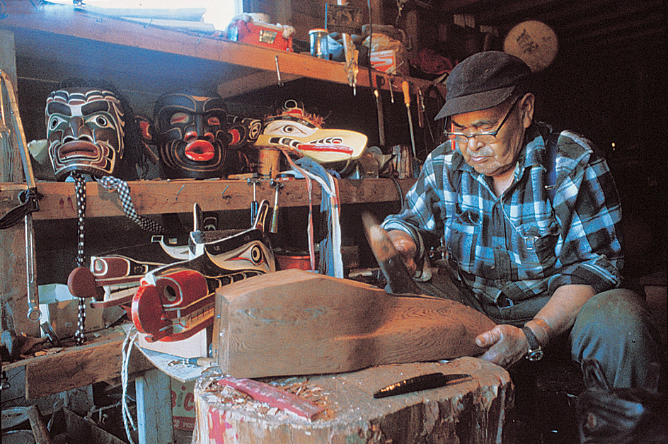 Craftsman carves ceremonial mask