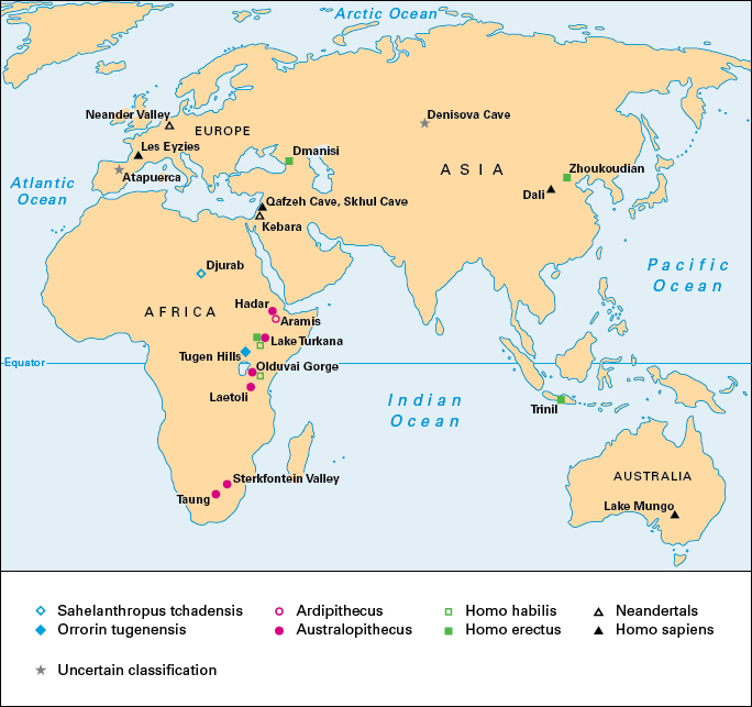 Remains of prehistoric people map