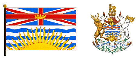 British Columbia flag and coat of arms