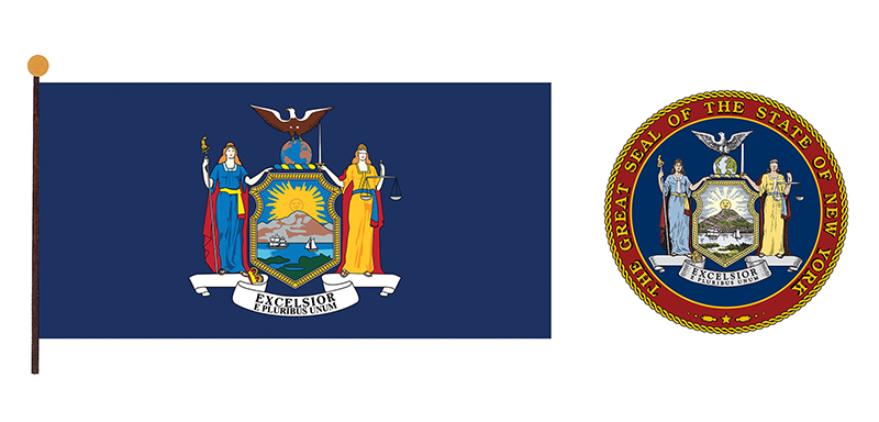 New York flag and seal