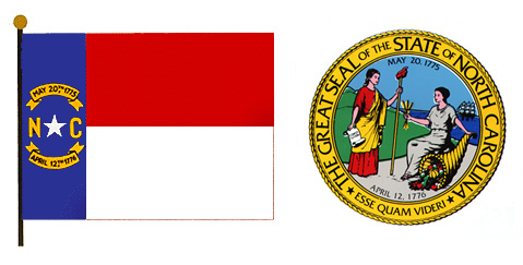 North Carolina flag and seal