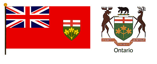 Ontario flag and coat of arms