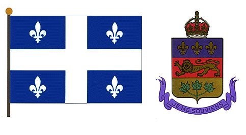 Quebec flag and coat of arms