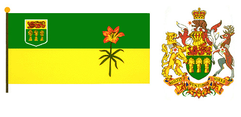 Saskatchewan flag and coat of arms