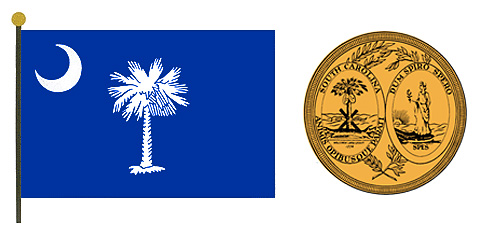 South Carolina flag and seal