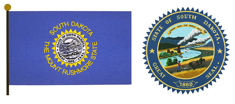 South Dakota flag and seal