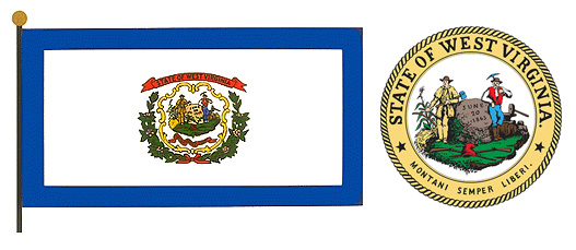 West Virginia flag and seal