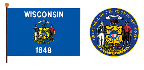 Wisconsin flag and seal