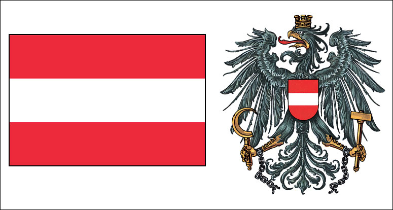 Austria flag and coat of arms