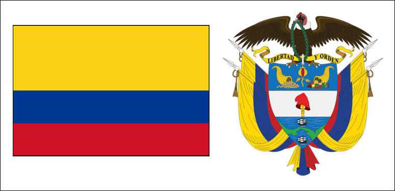 Colombia flag and coat of arms