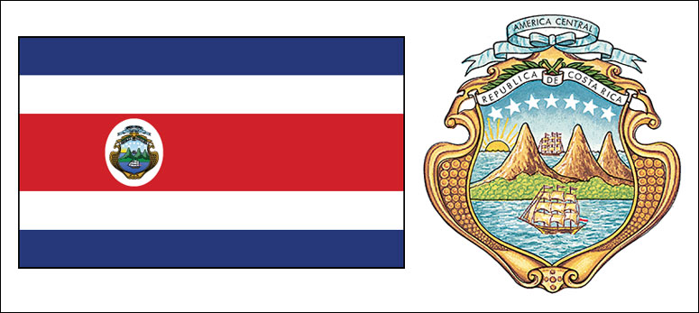 Costa Rica flag and coat of arms