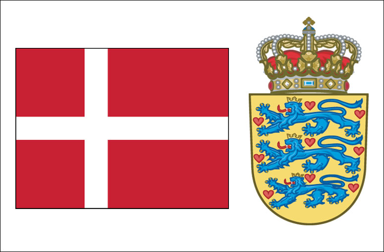 Denmark flag and coat of arms