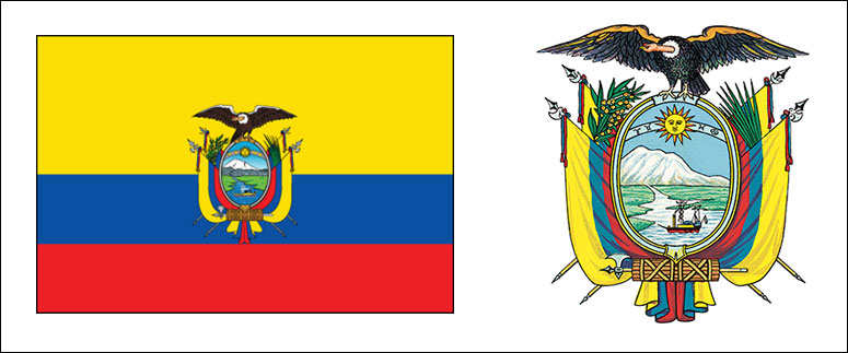 Ecuador flag and coat of arms