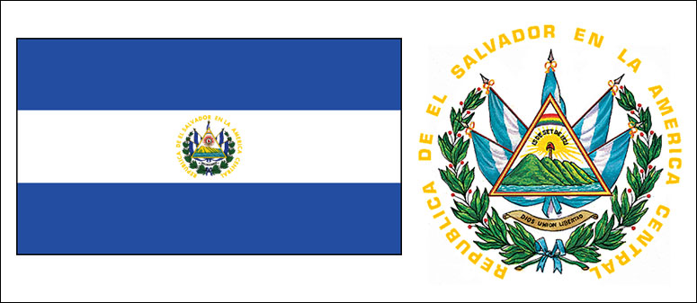 El Salvador flag and coat of arms