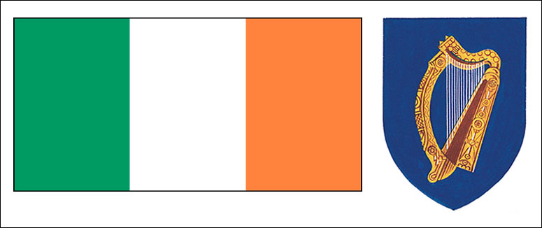 Ireland flag and coat of arms