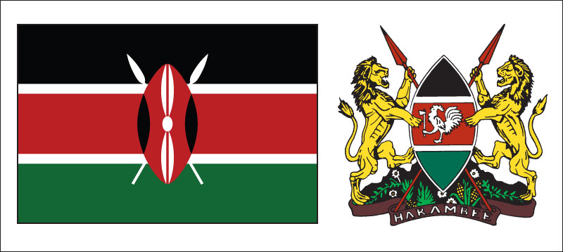 Kenya flag and coat of arms