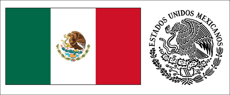 Mexico flag and coat of arms