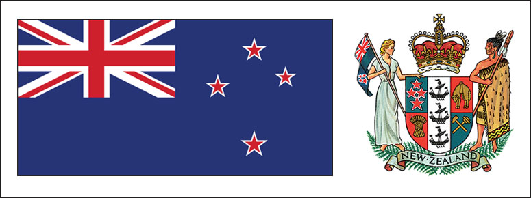 New Zealand flag and coat of arms