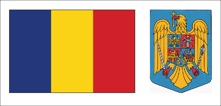 Romania flag and coat of arms