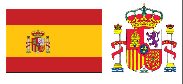 Spain flag and coat of arms