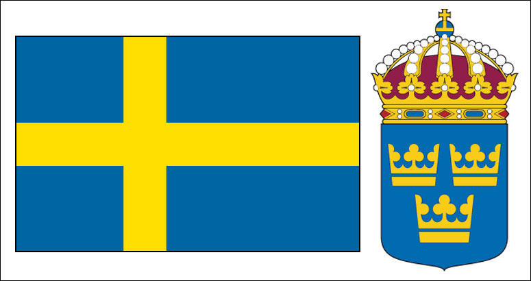 Sweden flag and coat of arms