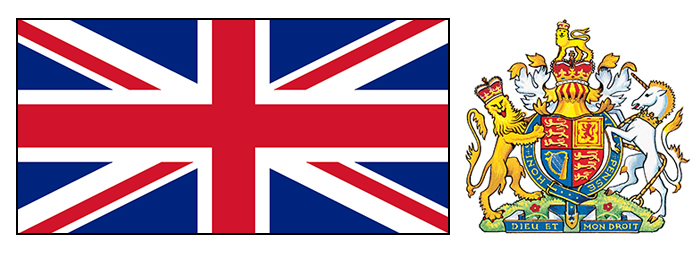 United Kingdom flag and royal arms