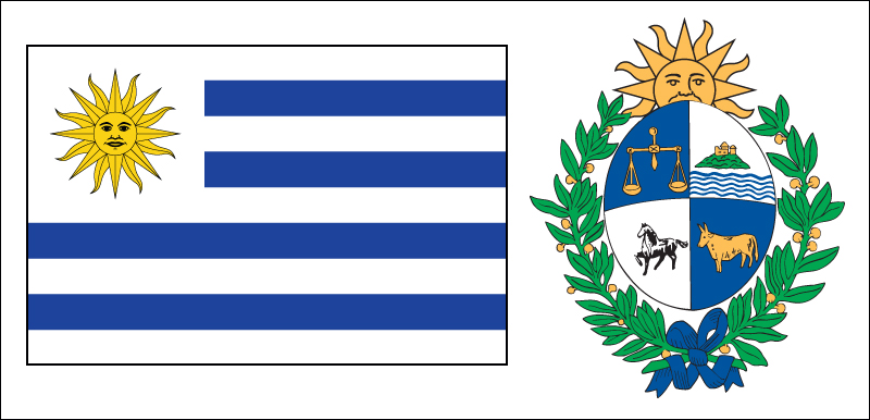 Uruguay flag and coat of arms