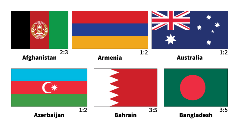 Asia and the Pacific flags (Afghanistan to Bangladesh)