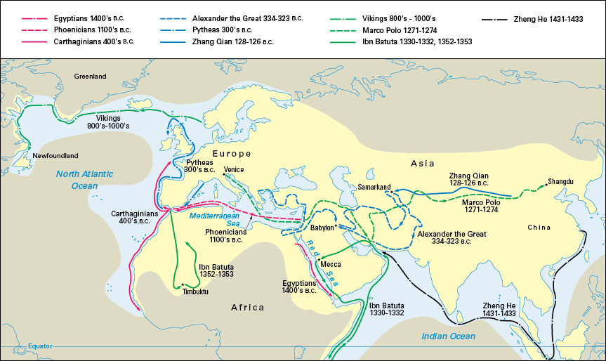 Ancient and medieval exploration routes