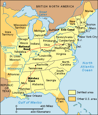 Westward movement in America by 1840