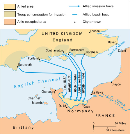 World War II: Normandy invasion area