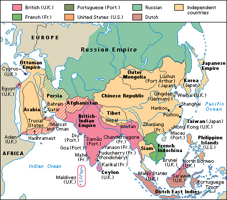 Asia: Foreign influence in 1914